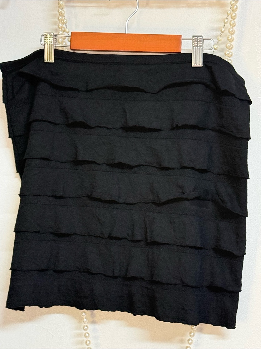 Studio M Black Tiered Ruffle Mini Skirt L